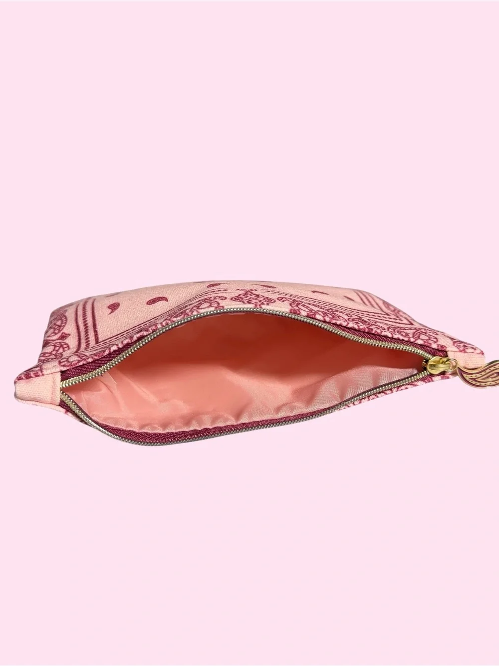 ipsy Pink Bandana-Print Canvas Cosmetic Pouch BRAND NEW